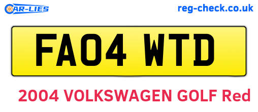 FA04WTD are the vehicle registration plates.