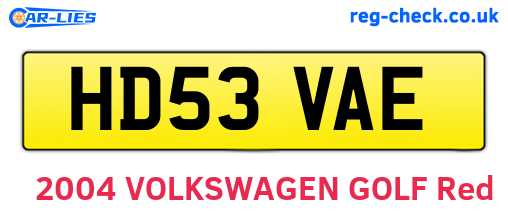 HD53VAE are the vehicle registration plates.