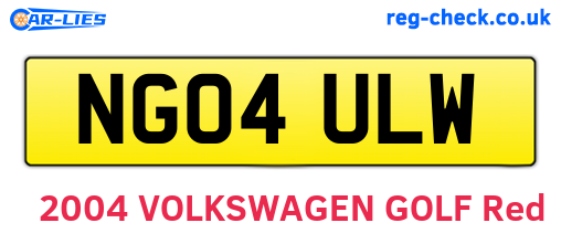 NG04ULW are the vehicle registration plates.