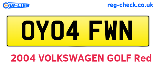 OY04FWN are the vehicle registration plates.