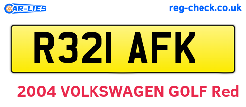 R321AFK are the vehicle registration plates.