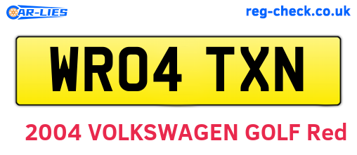 WR04TXN are the vehicle registration plates.
