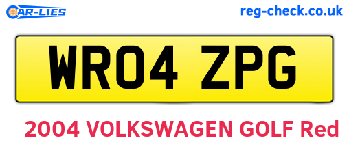 WR04ZPG are the vehicle registration plates.