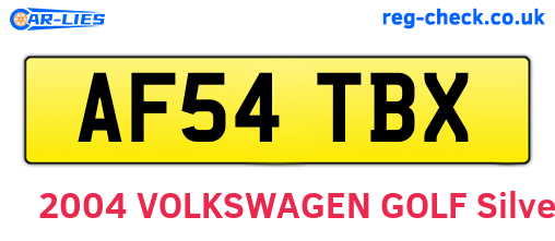AF54TBX are the vehicle registration plates.
