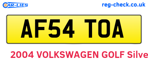 AF54TOA are the vehicle registration plates.