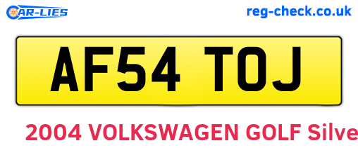 AF54TOJ are the vehicle registration plates.