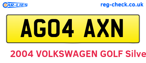 AG04AXN are the vehicle registration plates.
