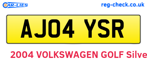 AJ04YSR are the vehicle registration plates.