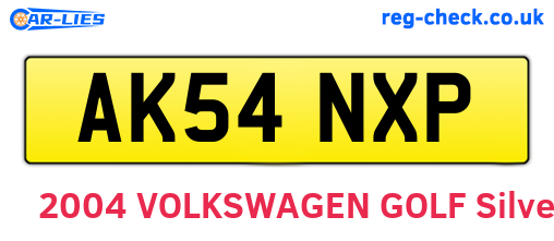 AK54NXP are the vehicle registration plates.