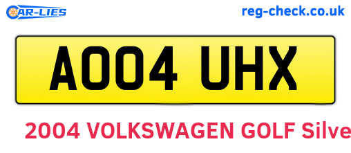 AO04UHX are the vehicle registration plates.