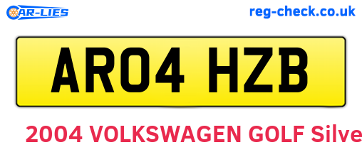 AR04HZB are the vehicle registration plates.