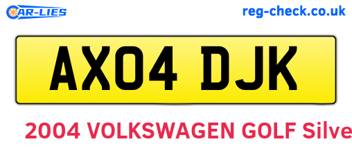 AX04DJK are the vehicle registration plates.