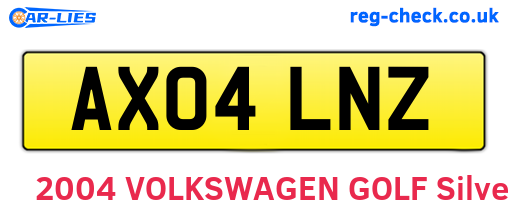 AX04LNZ are the vehicle registration plates.