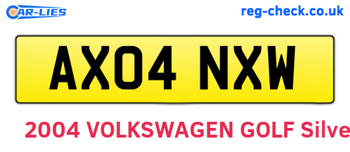 AX04NXW are the vehicle registration plates.