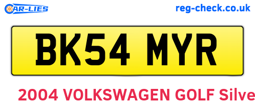 BK54MYR are the vehicle registration plates.