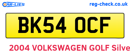 BK54OCF are the vehicle registration plates.