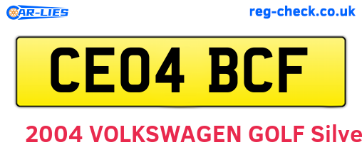 CE04BCF are the vehicle registration plates.