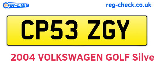 CP53ZGY are the vehicle registration plates.