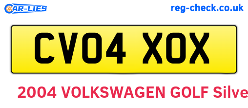 CV04XOX are the vehicle registration plates.