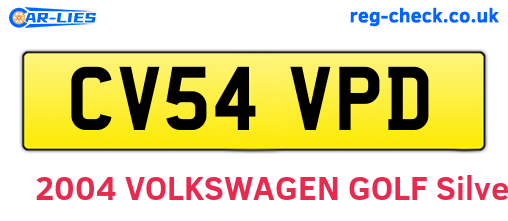CV54VPD are the vehicle registration plates.