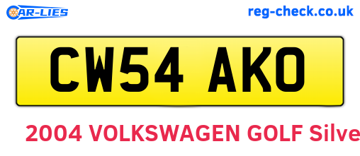 CW54AKO are the vehicle registration plates.