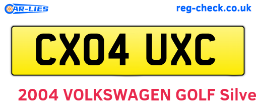 CX04UXC are the vehicle registration plates.