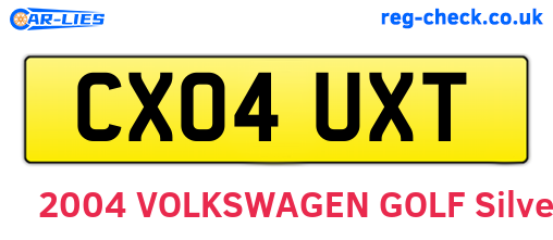 CX04UXT are the vehicle registration plates.