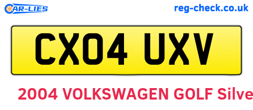 CX04UXV are the vehicle registration plates.