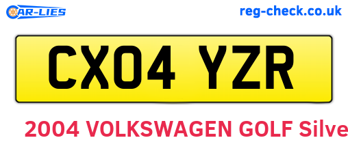 CX04YZR are the vehicle registration plates.