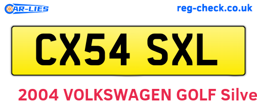 CX54SXL are the vehicle registration plates.
