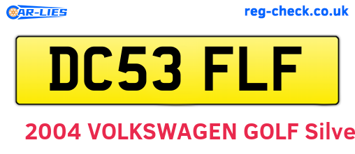 DC53FLF are the vehicle registration plates.