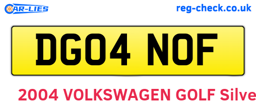 DG04NOF are the vehicle registration plates.