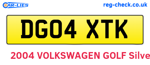 DG04XTK are the vehicle registration plates.