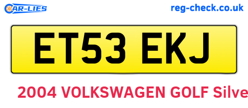ET53EKJ are the vehicle registration plates.