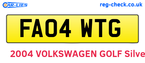 FA04WTG are the vehicle registration plates.