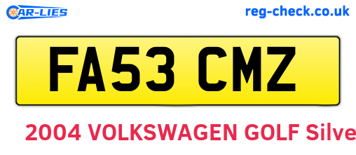 FA53CMZ are the vehicle registration plates.