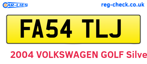 FA54TLJ are the vehicle registration plates.