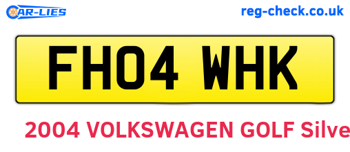 FH04WHK are the vehicle registration plates.