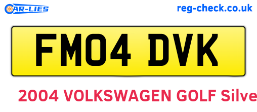 FM04DVK are the vehicle registration plates.
