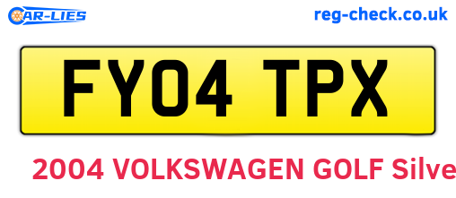 FY04TPX are the vehicle registration plates.