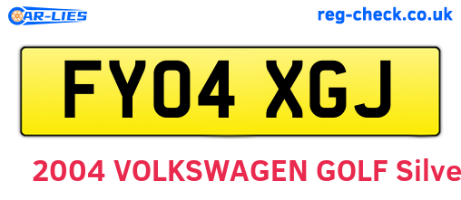FY04XGJ are the vehicle registration plates.