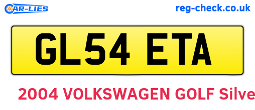 GL54ETA are the vehicle registration plates.