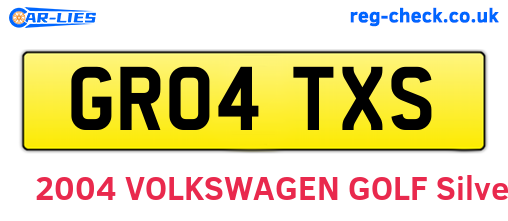 GR04TXS are the vehicle registration plates.