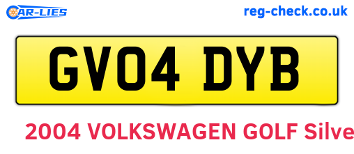 GV04DYB are the vehicle registration plates.