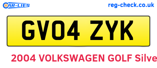 GV04ZYK are the vehicle registration plates.