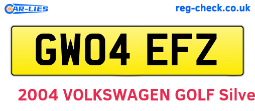 GW04EFZ are the vehicle registration plates.