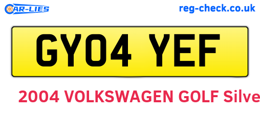GY04YEF are the vehicle registration plates.
