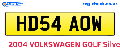 HD54AOW are the vehicle registration plates.