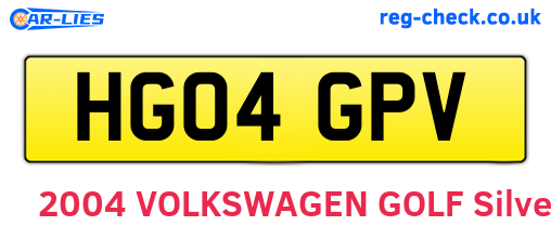 HG04GPV are the vehicle registration plates.