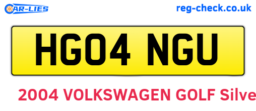 HG04NGU are the vehicle registration plates.